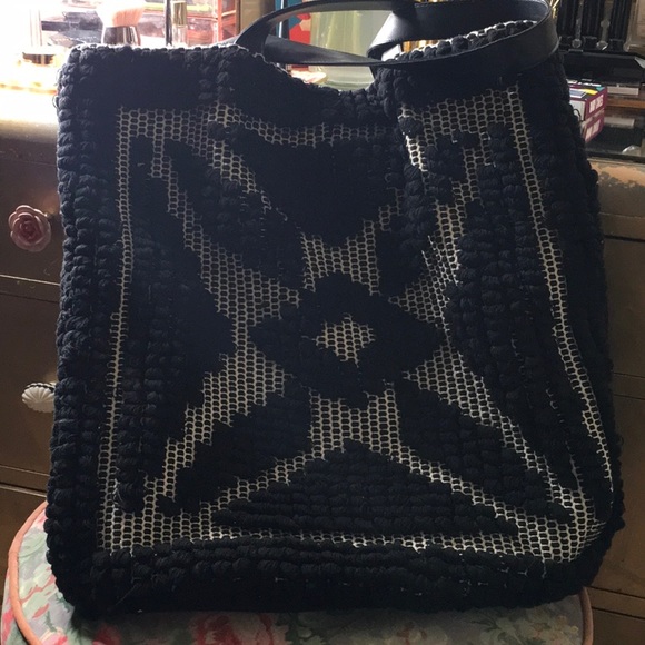 Black cotton mixed texture bag - Picture 8 of 8